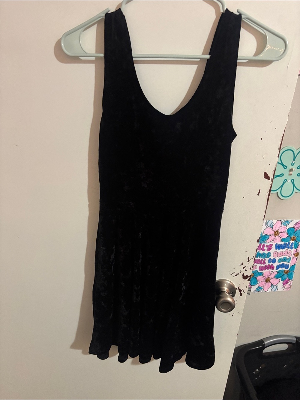 Junior's S Forever 21 Velour Skater Dress Black - Polyester Blend